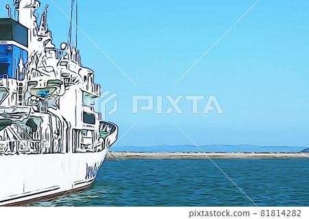 柔和的風格“停泊在稚內港的渡輪”插圖圖像 柔和的風格“停泊在稚內港的渡輪”插圖圖像 81814282