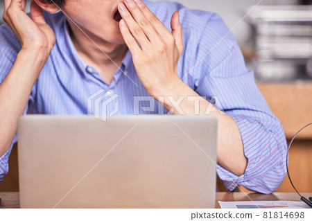Telework (remote) tired young man Telework (remote) tired young man 81814698