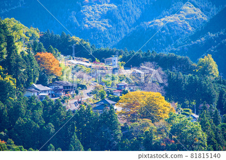 Shimokubo Dam Scenery from the top Mountain village Autumn scenery Autumn leaves season 81815140