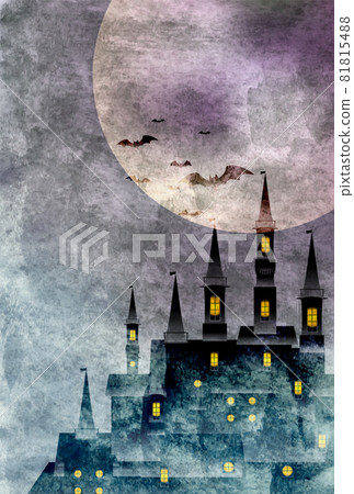 Halloween castle full moon background Halloween castle full moon background 81815488