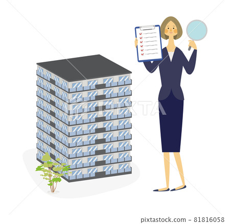 一個女人診斷公寓的矢量圖 81816058