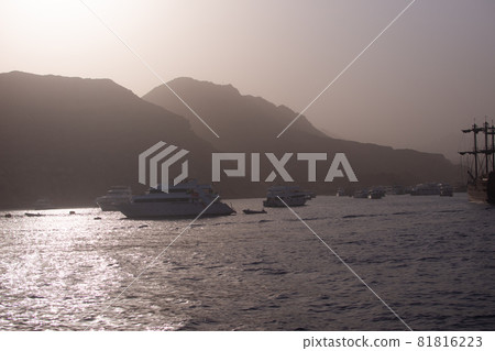 yachts in the sea against the background of mountains.  81816223