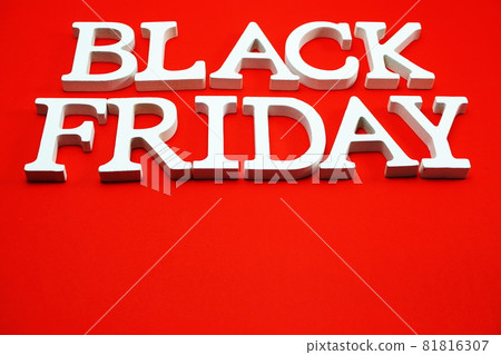 Black Friday sale shopping concept alphabet on rec background Black Friday sale shopping concept alphabet on rec background 81816307