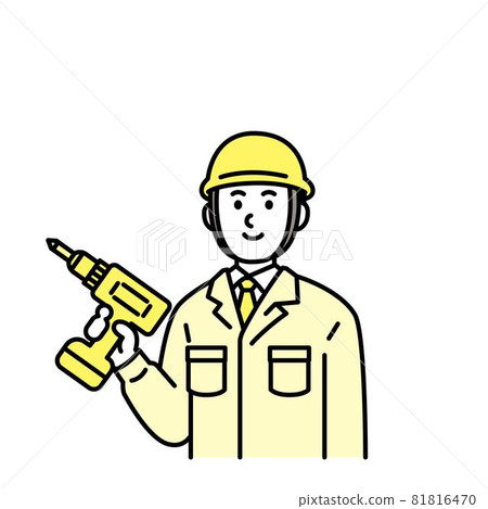 Illustration of a civil engineer Upper body in two yellow colors 81816470