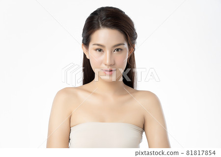 Beautiful young asian woman with clean fresh skin on white background, Face care, Facial treatment, Beautiful young asian woman with clean fresh skin on white background, Face care, Facial treatment, 81817854
