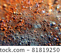 Red rusty metall sheet with grungy texture. Weathered rust macro photo 81819250