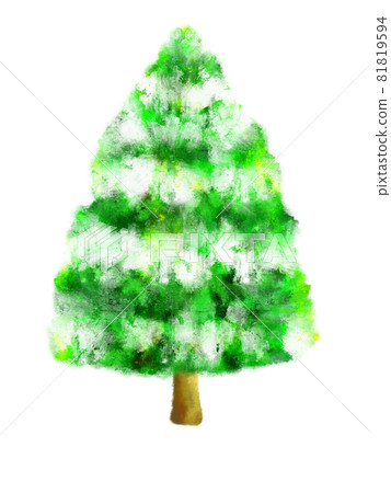 Handwritten Christmas tree watercolor 81819594