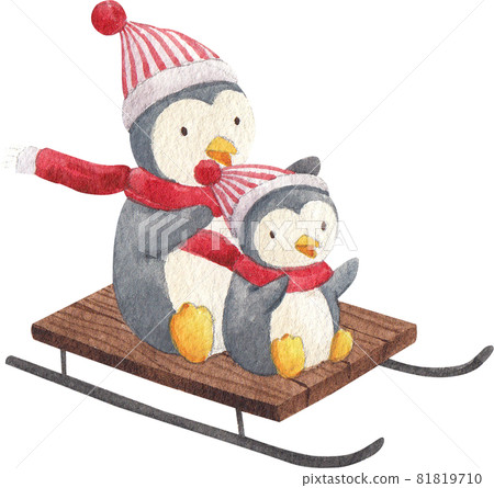 Christmas Penquin character watercolor 81819710