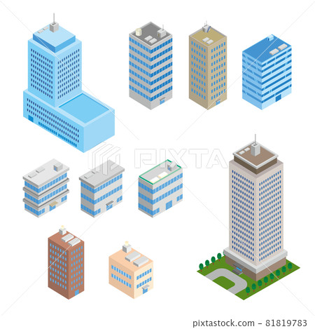 Isometric illustrations of various buildings Isometric illustrations of various buildings 81819783
