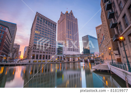 Downtown skyline with Buildings in Milwaukee USA 81819977