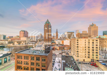 Downtown skyline with Buildings in Milwaukee USA 81819989