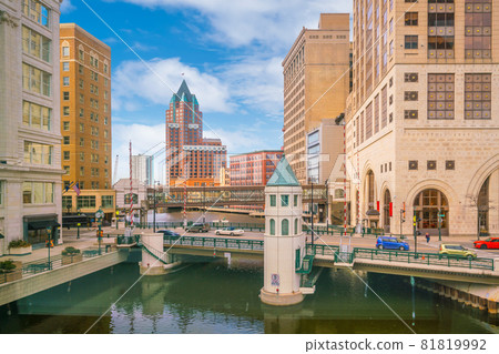 Downtown skyline with Buildings in Milwaukee USA 81819992