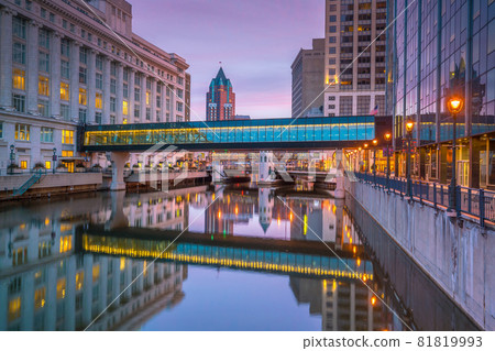 Downtown skyline with Buildings in Milwaukee USA 81819993
