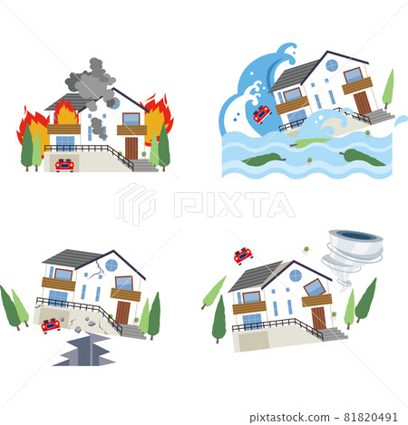 火災、洪水、地震、龍捲風、插圖矢量圖 火災、洪水、地震、龍捲風、插圖矢量圖 81820491