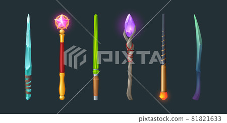 Set of magic wands, wizard or witch sticks set Set of magic wands, wizard or witch sticks set 81821633