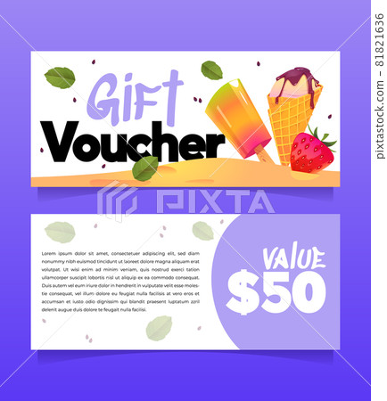 Gift voucher template with ice cream and popsicle 81821636