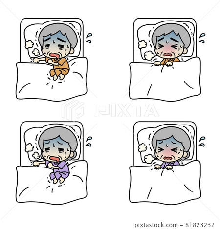 Illustration of a person sleeping due to illness. senior citizen. Illustration of a person sleeping due to illness. senior citizen. 81823232