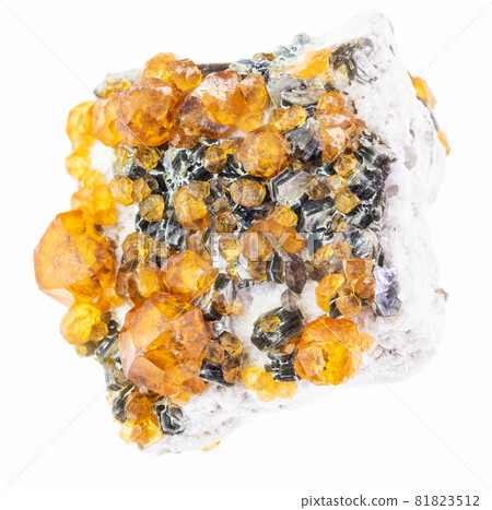 rough yellow garnet spessartine crystals on white rough yellow garnet spessartine crystals on white 81823512