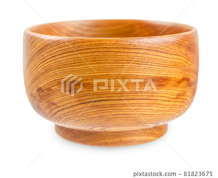 Empty wooden cup isolated on white background. 81823675