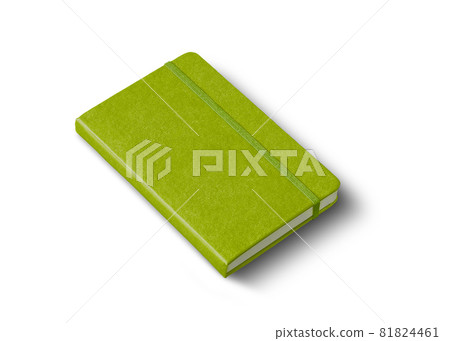 Lime green closed notebook isolated on white Lime green closed notebook isolated on white 81824461
