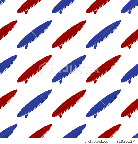 Ocean Surf Board Silhouette Icon Isolated on White Background. Seamless Pattern 81826127