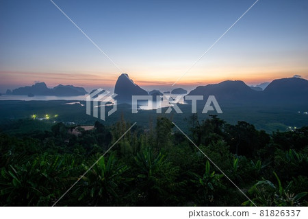 Morning sunrise. Mountains in the Andaman Sea. Morning sunrise. Mountains in the Andaman Sea. 81826337