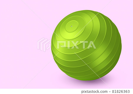 Green fitball or fitness ball for yoga exercise isolated pink background Green fitball or fitness ball for yoga exercise isolated pink background 81826363
