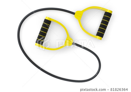 Hand expander or resistance band with rubber handle isolated on white. Hand expander or resistance band with rubber handle isolated on white. 81826364