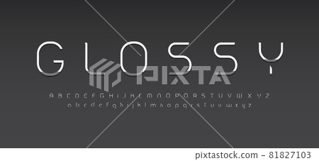Elegant glossy alphabet. Thin line metallic font, futurism grey type for modern futuristic logo, headline, monogram, branding typography and fashion. Minimal style letters, vector typographic design 81827103