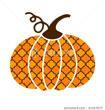Pumpkin made of arabesque tile pattern. Cute autumn decorations. Vector template for Thanksgiving Day, Halloween, harvest festival, etc 81827675