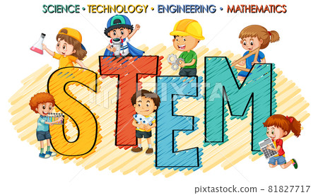 STEM education logo with children cartoon character STEM education logo with children cartoon character 81827717