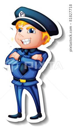 Sticker design with a policeman cartoon character Sticker design with a policeman cartoon character 81827718