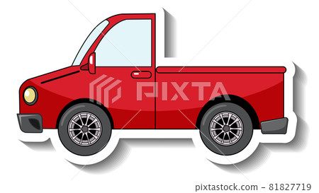 Sticker template with a red pick up car isolated Sticker template with a red pick up car isolated 81827719