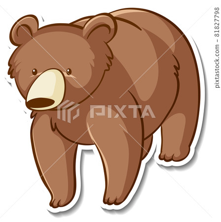 Sticker design with grizzly bear isolated 81827798