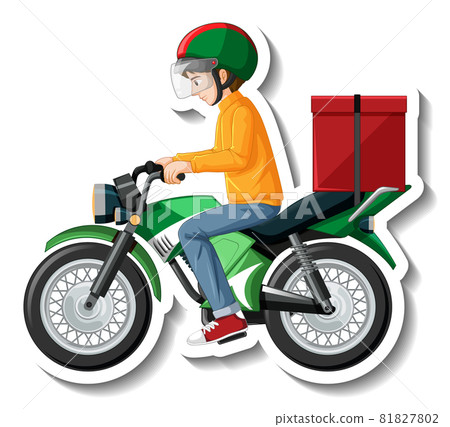 A sticker template with delivery man on motorcycle A sticker template with delivery man on motorcycle 81827802