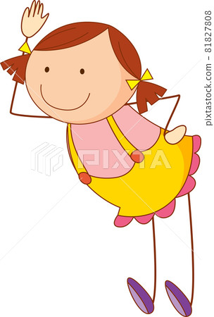 Cute girl cartoon character in hand drawn doodle style isolated 81827808