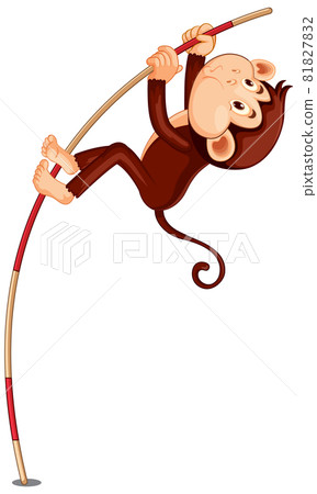Pole vaulting monkey cartoon character Pole vaulting monkey cartoon character 81827832