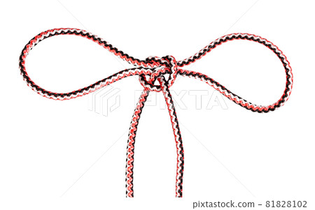 another side of handcuff knot tied on synthetic rope cut out on white background 81828102