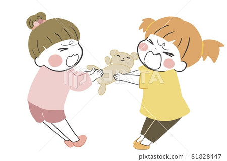 女孩為玩具填充動物而戰 81828447