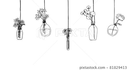 瓶中掛瓶和花的插圖 81829413