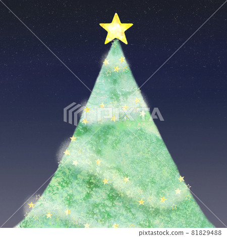 Christmas tree with big stars and background of night sky Christmas tree with big stars and background of night sky 81829488
