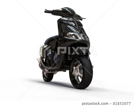 Modern urban black moped on a white background. 3d illustration. 81831077