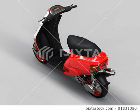 Modern urban red and white moped on a light gray background. 3d illustration. 81831080
