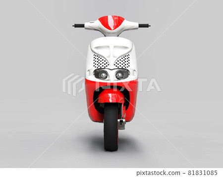 Modern urban red and white moped on a light gray background. 3d illustration. 81831085