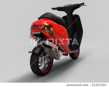Modern urban red and white moped on a light gray background. 3d illustration. Modern urban red and white moped on a light gray background. 3d illustration. 81831095