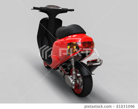 Modern urban red and white moped on a light gray background. 3d illustration. 81831096