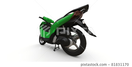 Modern urban green moped on a white background. 3d illustration. 81831170