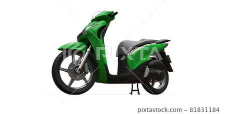 Modern urban green moped on a white background. 3d illustration. Modern urban green moped on a white background. 3d illustration. 81831184