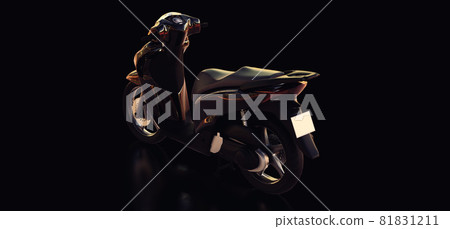 Modern urban black moped on a black background. 3d illustration. Modern urban black moped on a black background. 3d illustration. 81831211