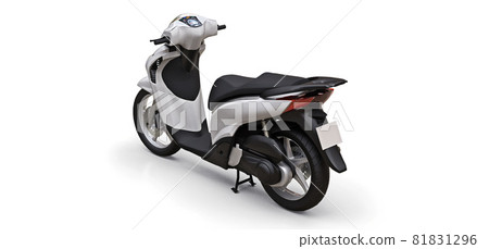 Modern urban white moped on a white background. 3d illustration. Modern urban white moped on a white background. 3d illustration. 81831296